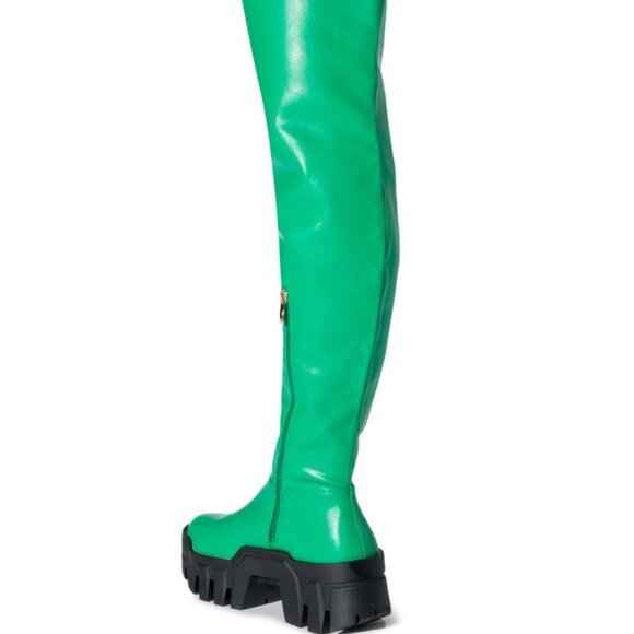 AZALEA WANG " IT'S UP FROM HERE "THIGH HIGH FLATFORM BOOT /GREEN (BRAND NEW !) - Picture 3 of 7